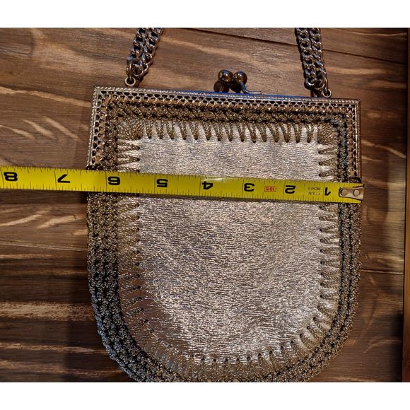 Vintage 60s Silver Crochet Ladies Evening Bag Heurette of Miami Italy - Picture 8 of 8